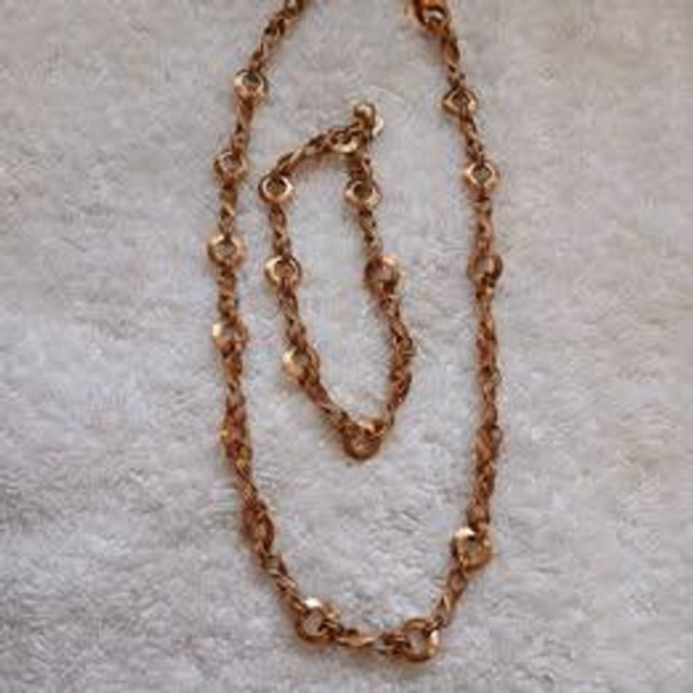Vintage Kirks Folly Jewelry Set Gold Tone Necklace 16in Bracelet 7.5in Links